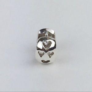 Single 925 Silver Ear huggie with hearts 5/16 in